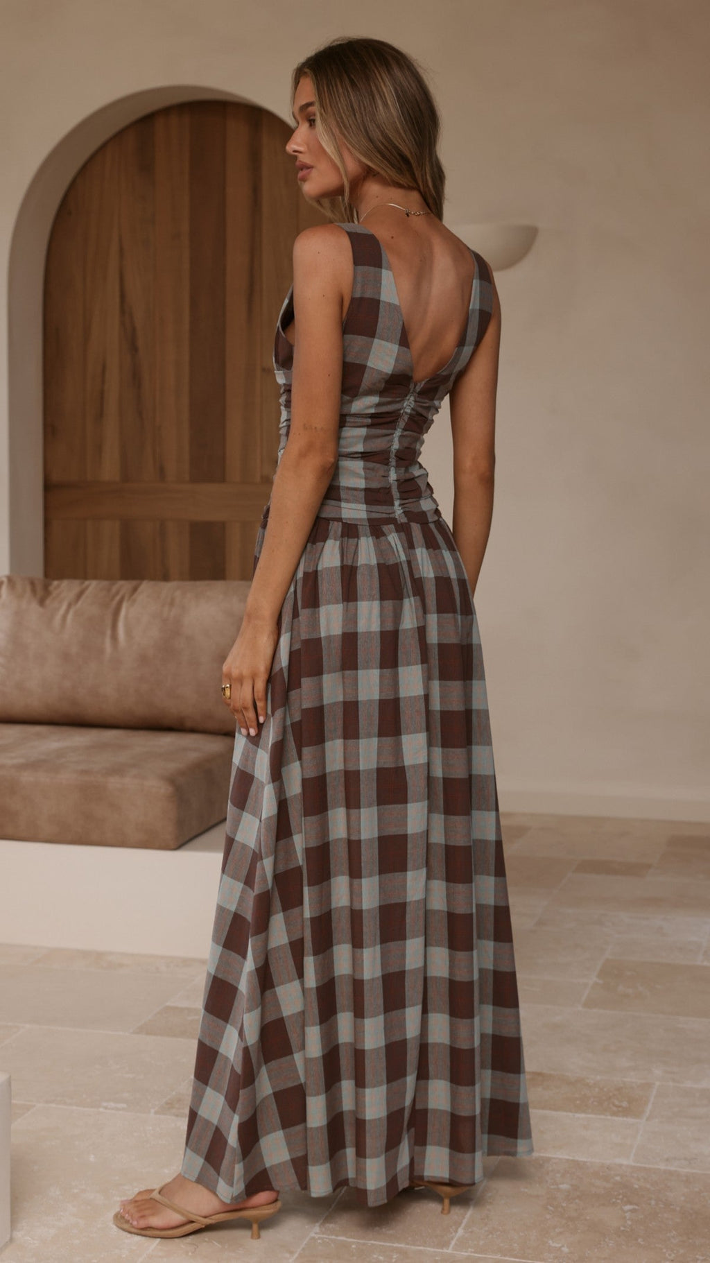 Sanya Maxi Dress - Chocolate Check