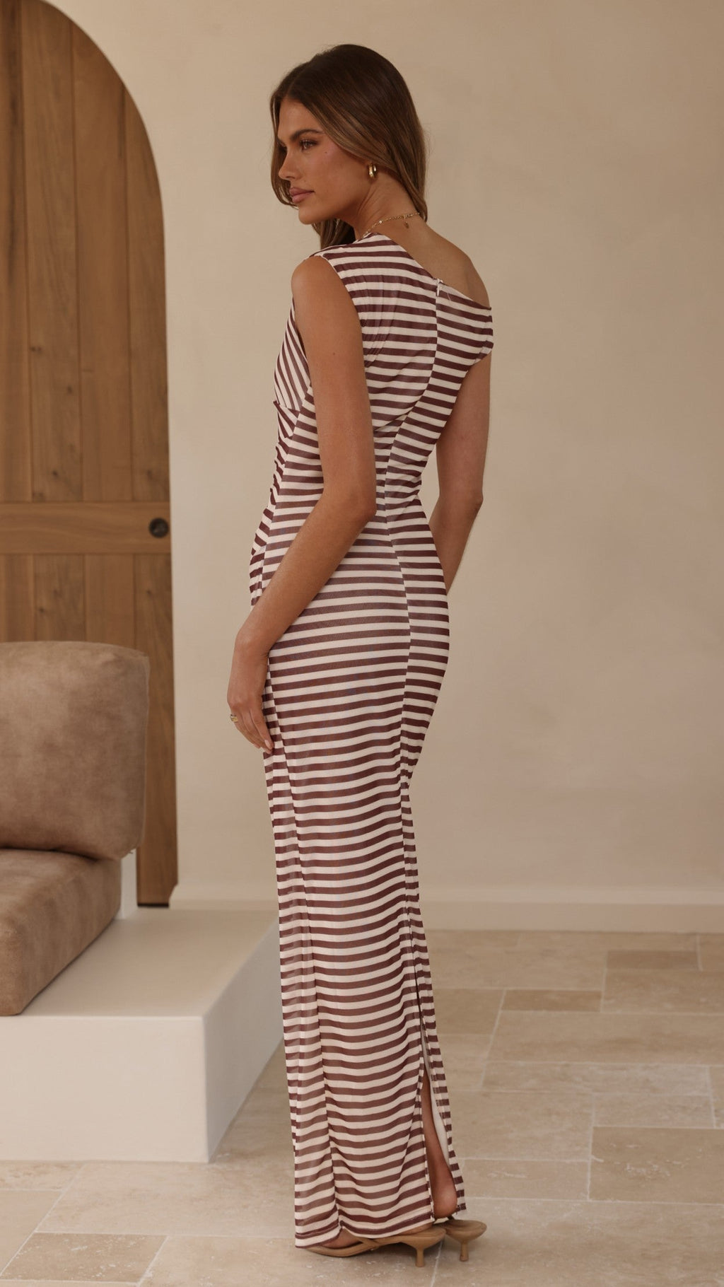 Lilani Maxi Dress - Brown Stripe