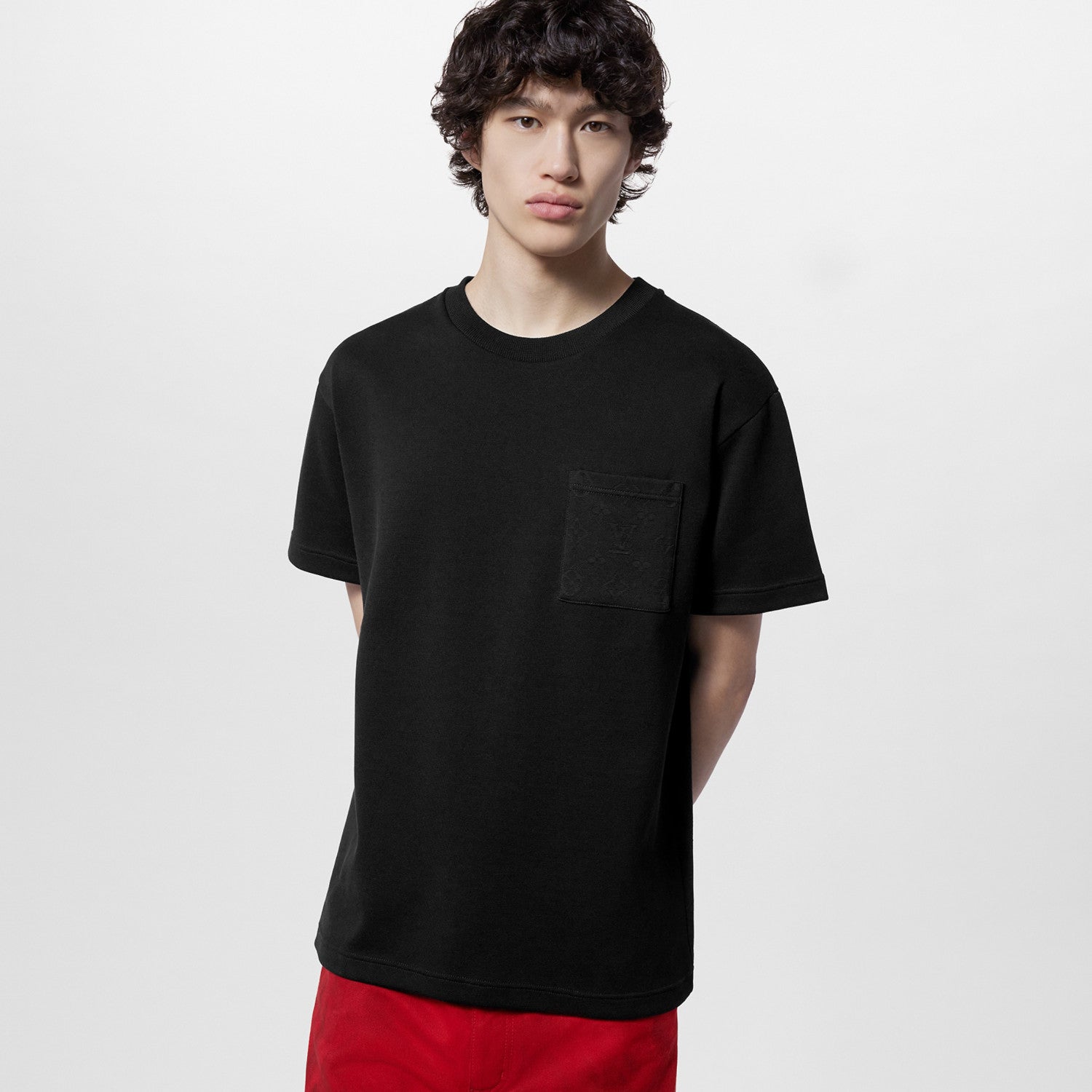Louis Vuitton Men's Summer Solid Colour Pocket Round Neck Cotton Short Sleeve T-Shirt #99494