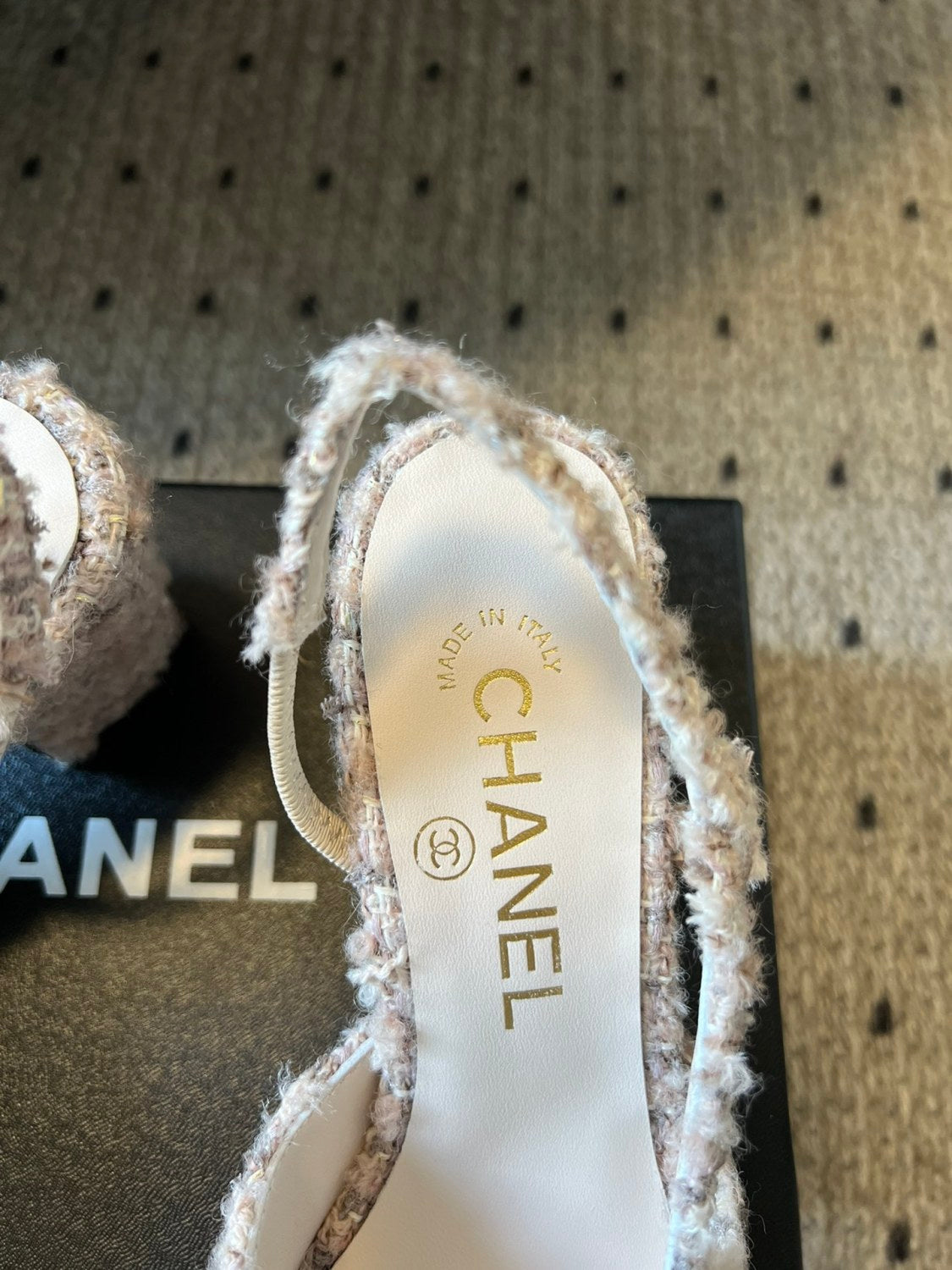 Chanel Women's Spring Summer Solid Colour Tweed Round Toe Ballet Sandal Shoes #76699