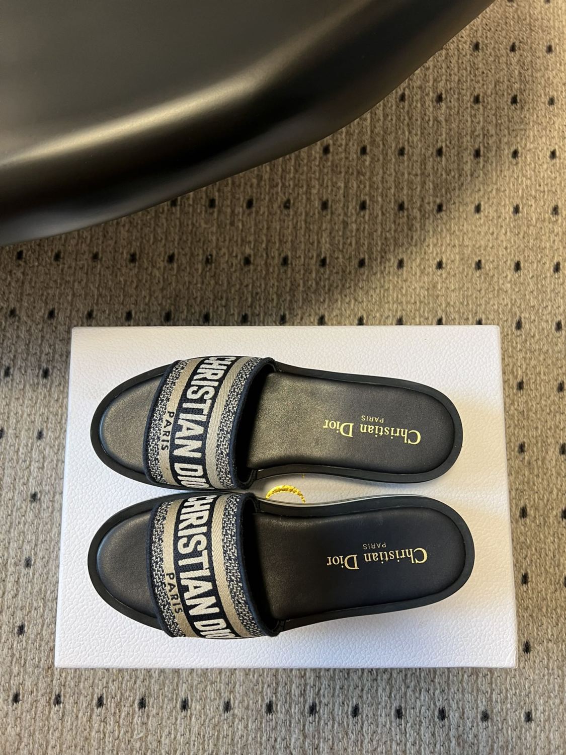 Dior Women's Alphabet Printed Round Head Colorblocking Thick Bottom One Slipper Sandals Shoes #76299
