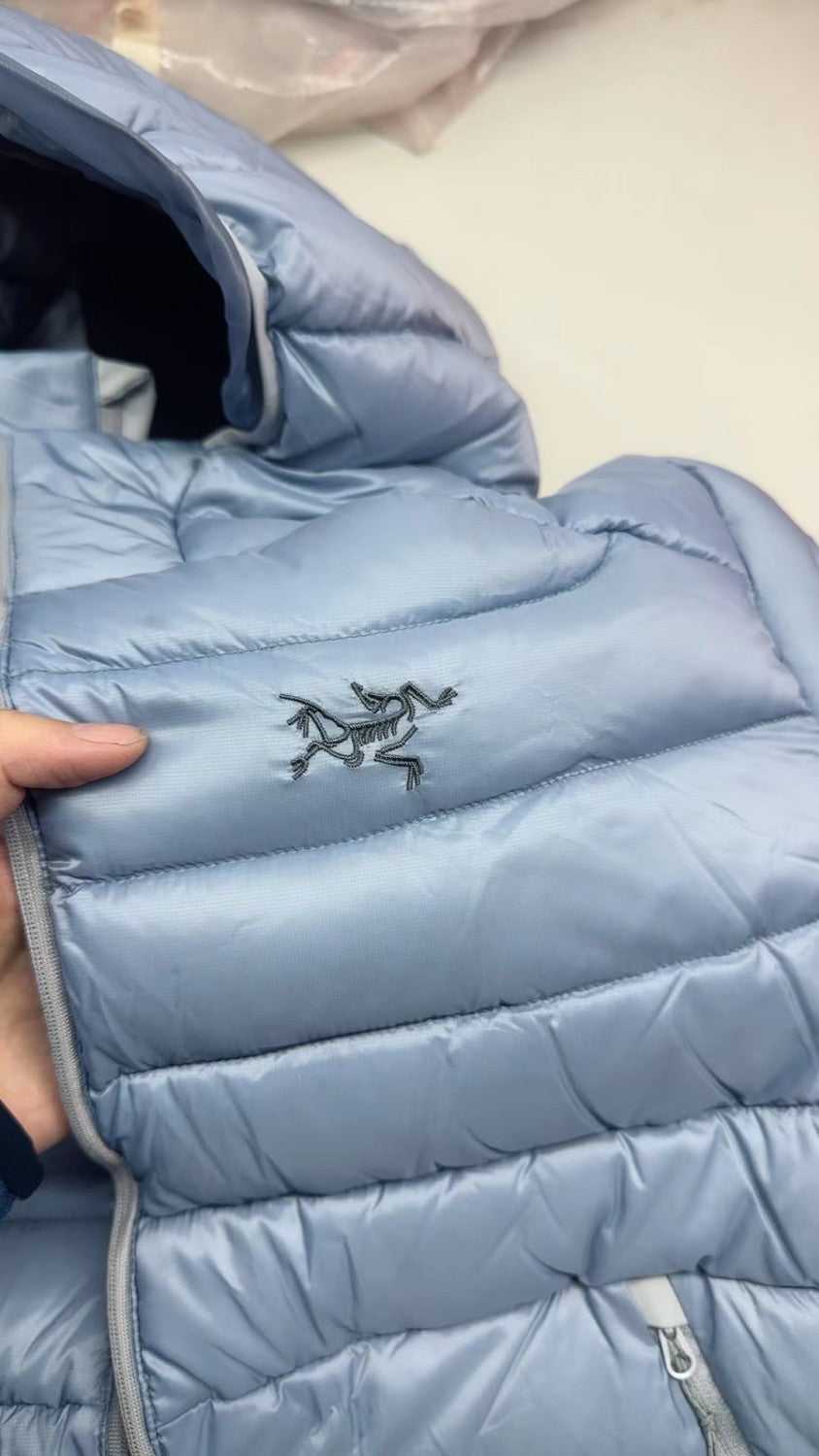 Arcteryx Men's Solid Color Zipper Lightweight Goose Down Windproof Long Sleeve Hooded Puffer Down Jacket #71889