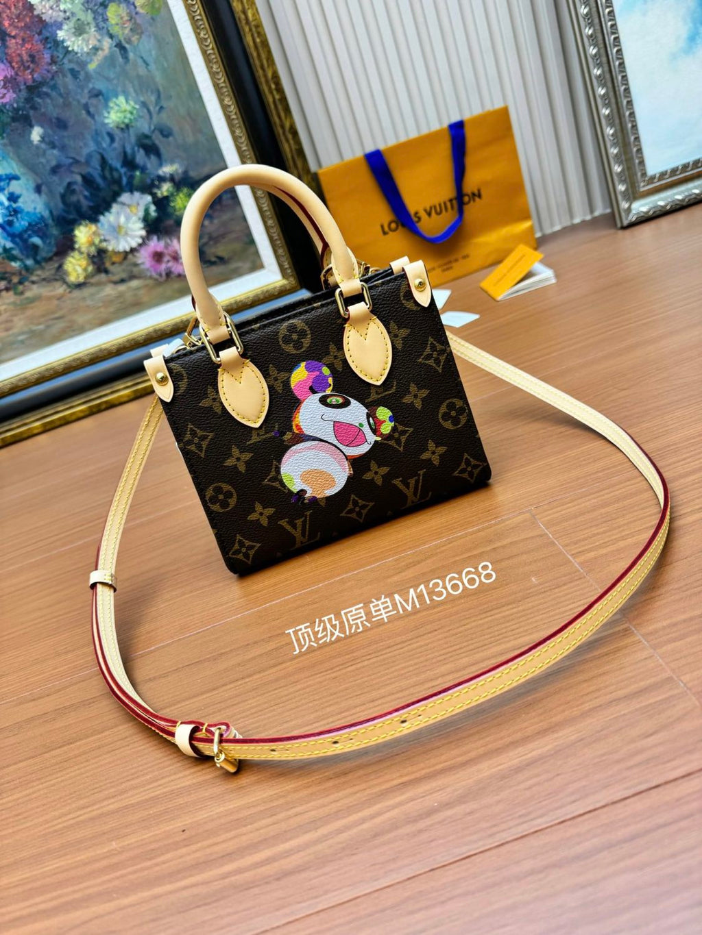 Louis Vuitton Lv X Tm Onthego Bb Women's Brown Old Flower Full Printing Removable Adjustable Shoulder Strap Coated Canvas Splicing Cowhide Tote Bag Shopping Bags Shoulder Crossbody Handbags #75413