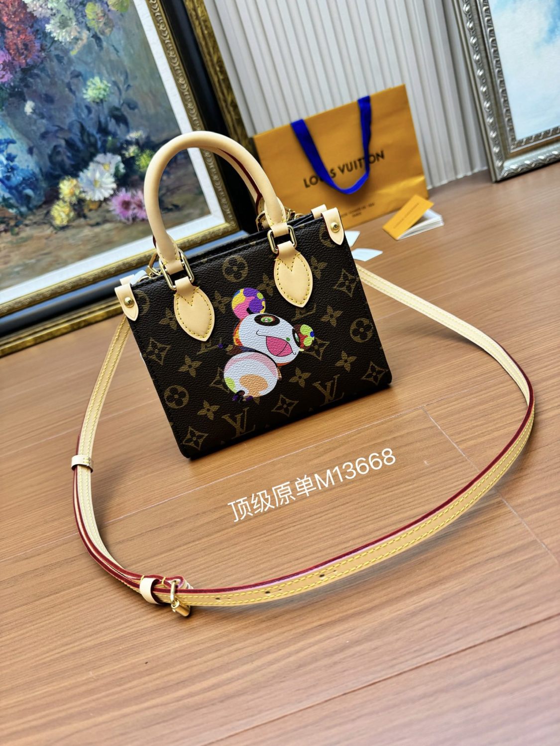 Louis Vuitton Lv X Tm Onthego Bb Women's Brown Old Flower Full Printing Removable Adjustable Shoulder Strap Coated Canvas Splicing Cowhide Tote Bag Shopping Bags Shoulder Crossbody Handbags #75413