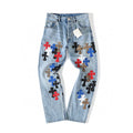 Chrome Hearts Graffiti Blue Denim Jeans Pants #96791