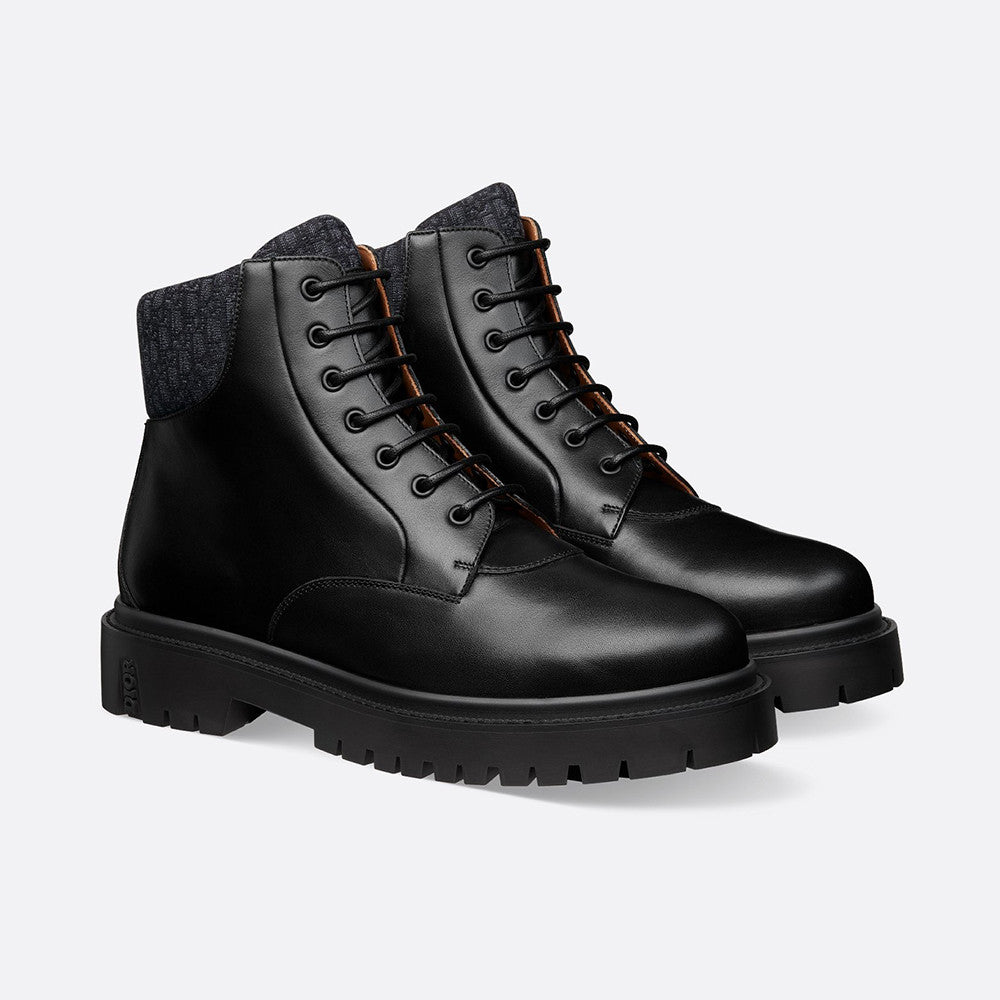 DIOR Dior Explorer III Ankle Boot Black Smooth Calfskin and Black Dior Oblique Jacquard #336112