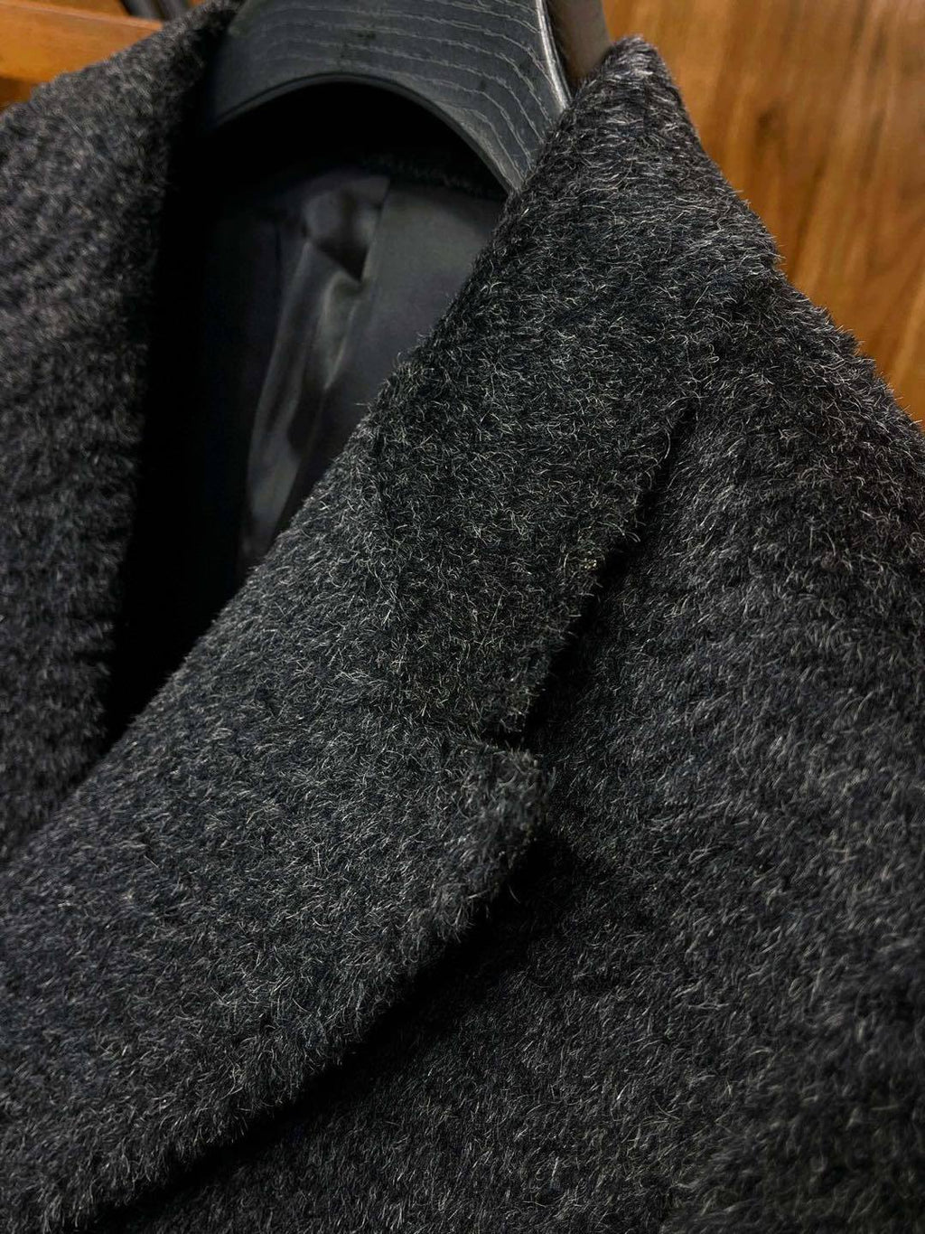 Hermes Men's Fall And Winter Water Wave Texture Casual Double-Breasted Medium-Length Wool Blend Coat Ngvp #9882