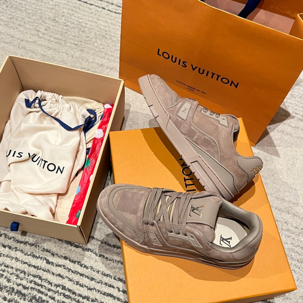 Louis Vuitton LV Trainer Men's And Women's Four Seasons Solid Color Cowhide Low-top Lace-up Flat Casual Shoes #76487