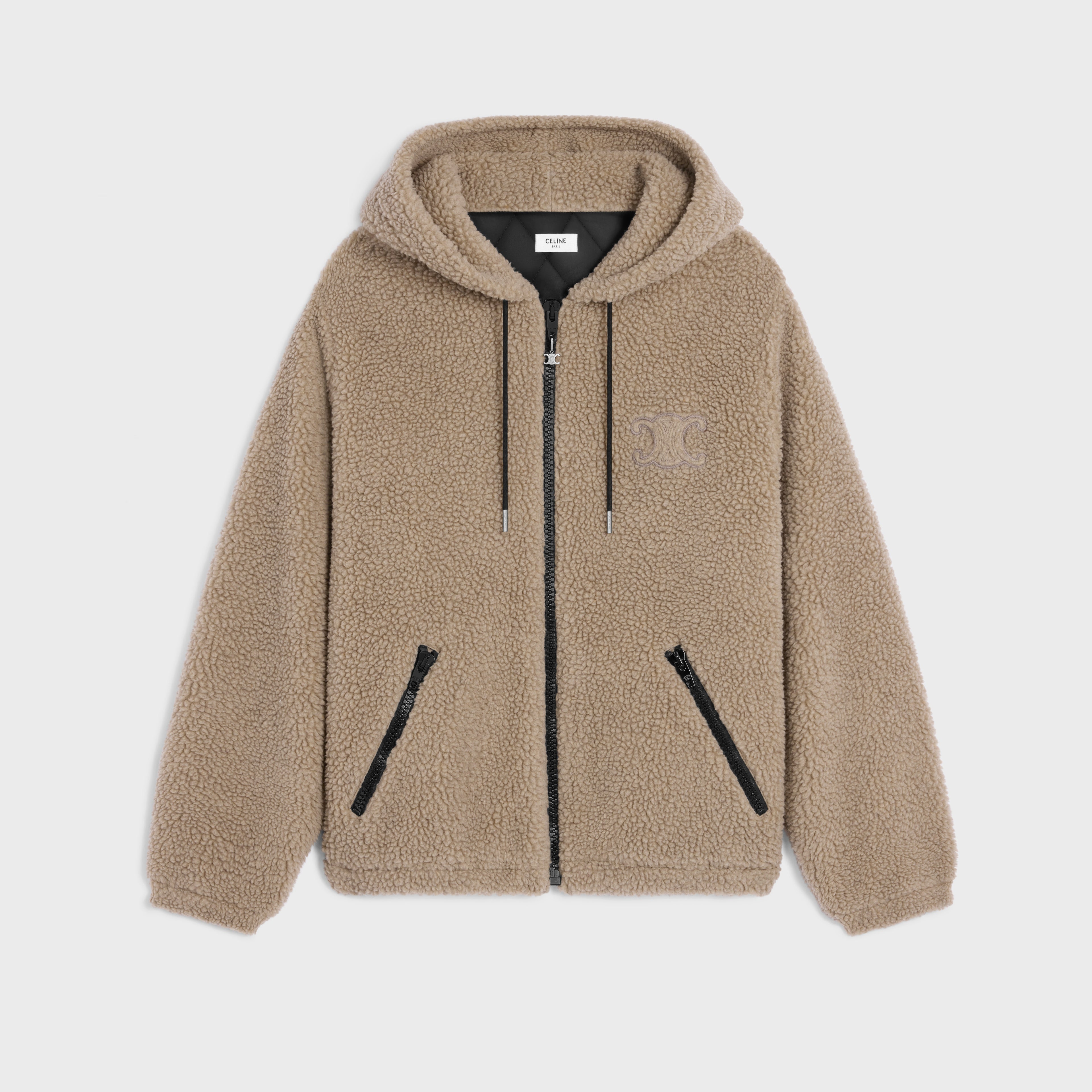 Celine Hooded Jacket in Wool and Cotton Fleece #333474