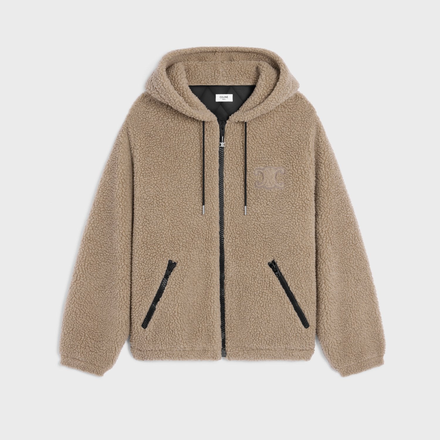 Celine Hooded Jacket in Wool and Cotton Fleece #333474
