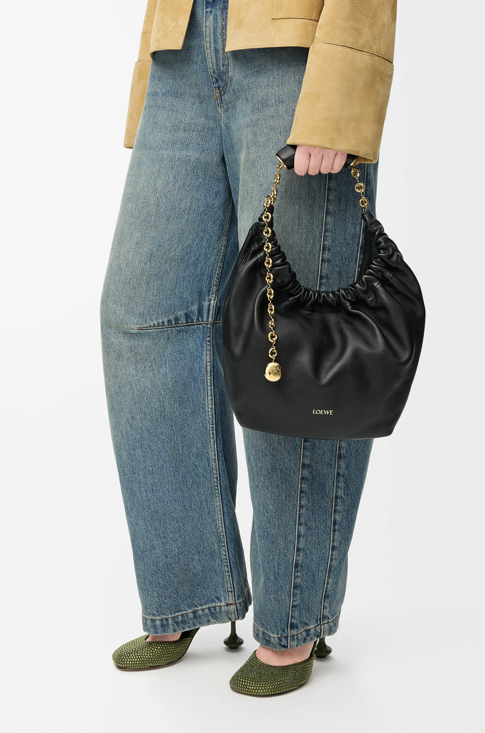 Loewe Women's Small Soft Napa Lambskin Squeeze Handbag Logo Solid Color Adjustable Shoulder Strap Crossbody Tote Bag Bags 0010948040 #81756