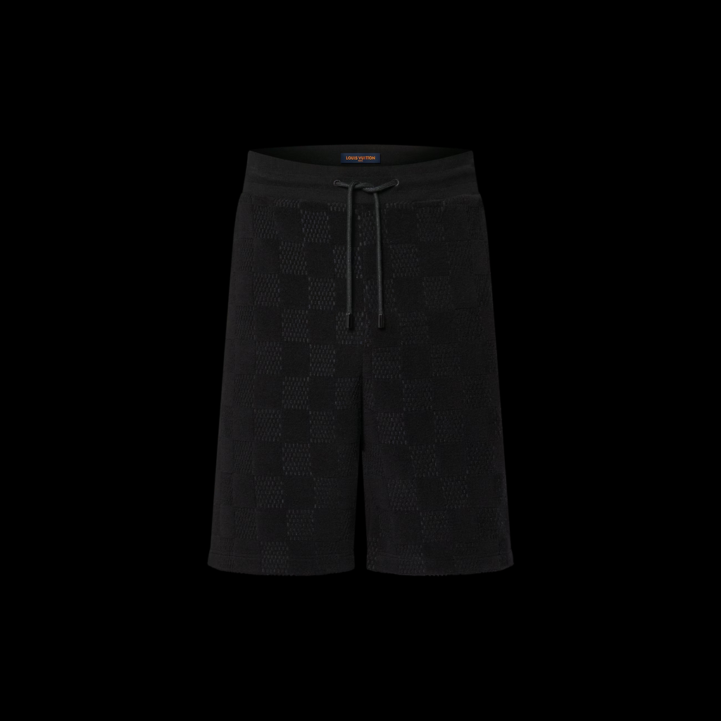 Louis Vuitton Men's Summer Black Embroidered Logo Printed Cotton Short Sleeve T-Shirt Casual Shorts Set Suit #73129