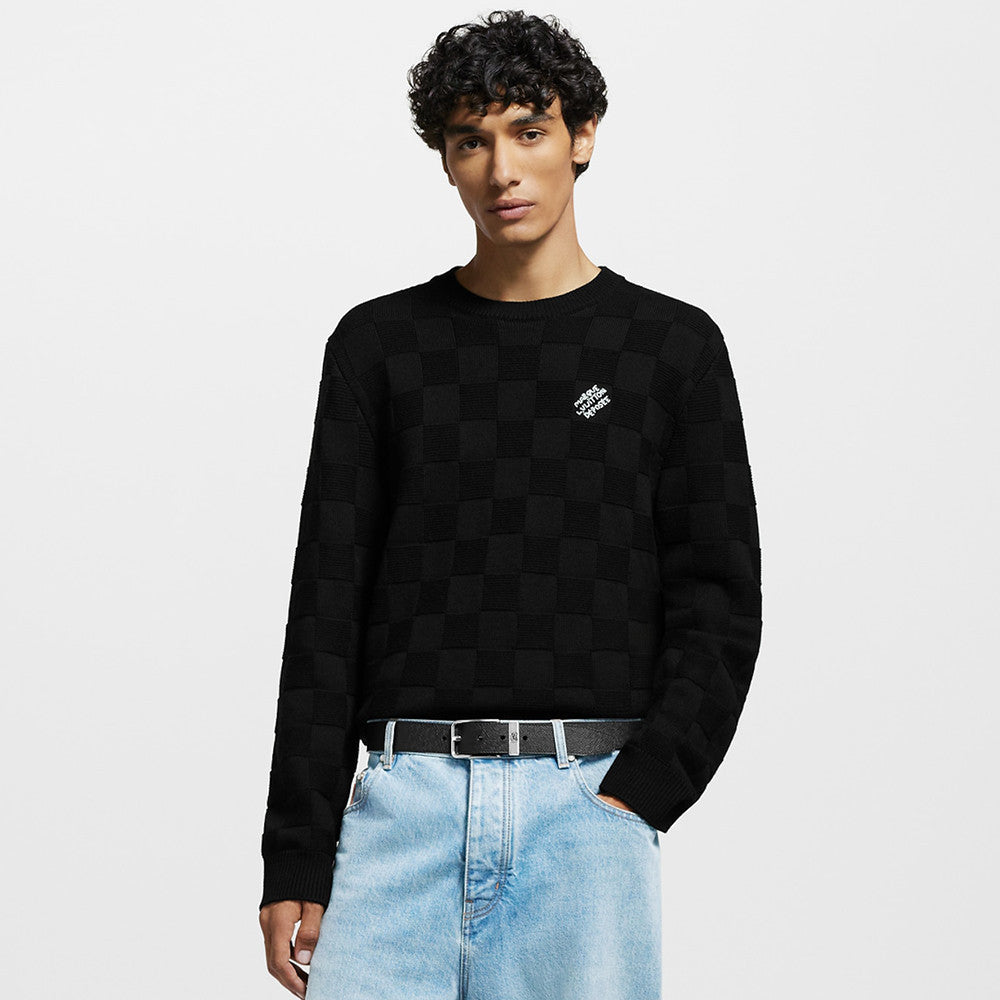 Louis Vuitton Embellished Wool Damier Pullover #333428
