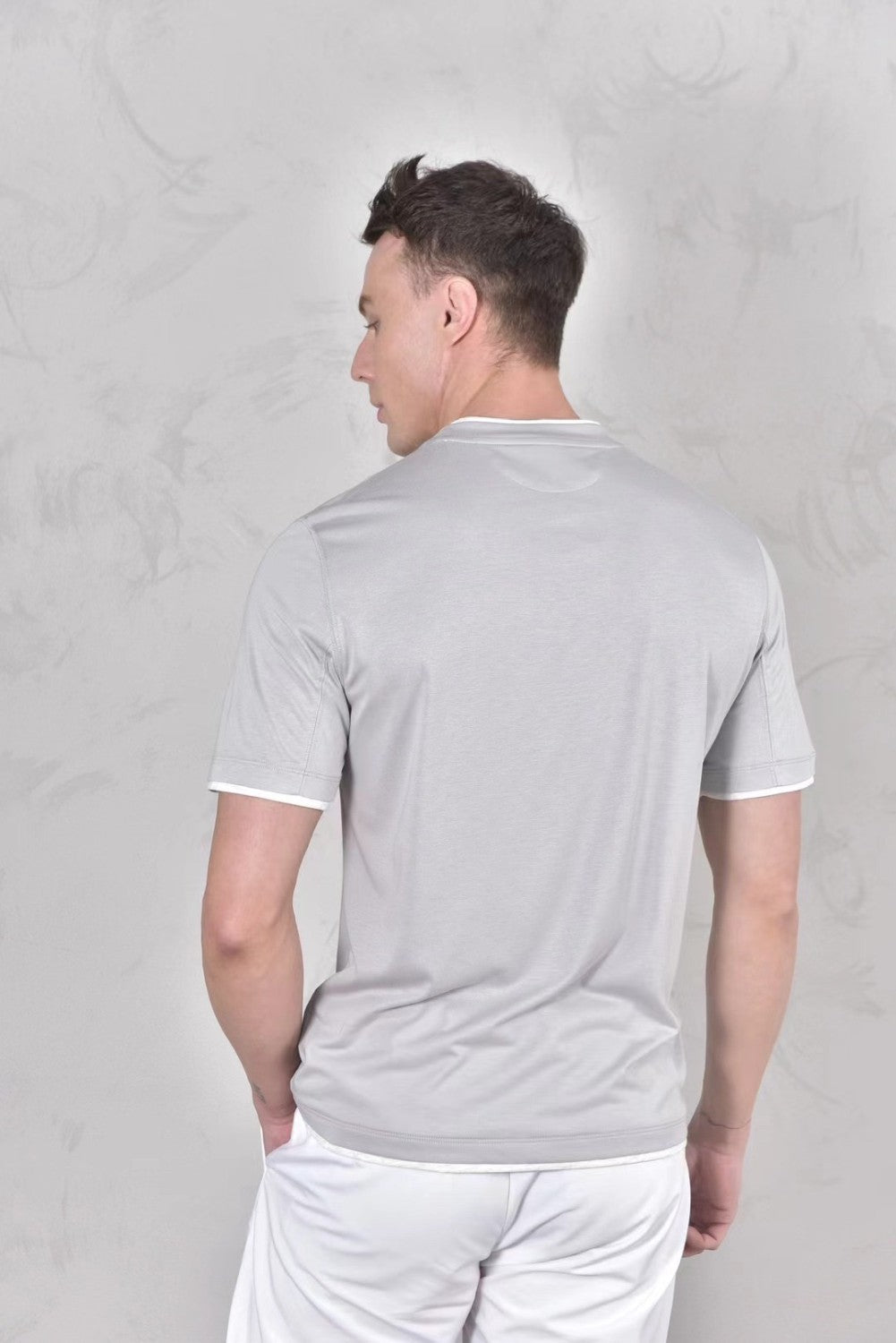 Brunello Cucinelli Men's Spring And Summer Fashion Trend Color Blocking Classic Short-sleeved Comfortable Positive Shoulder Round Neck T-shirt Tops #99379