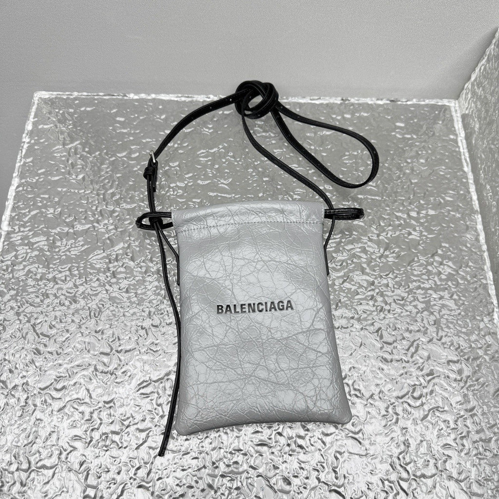 Balenciaga Men's Shopper Phone Holder Men's And Women's Drawstring Pouch - Fashionable Casual Phone Bag #82567A