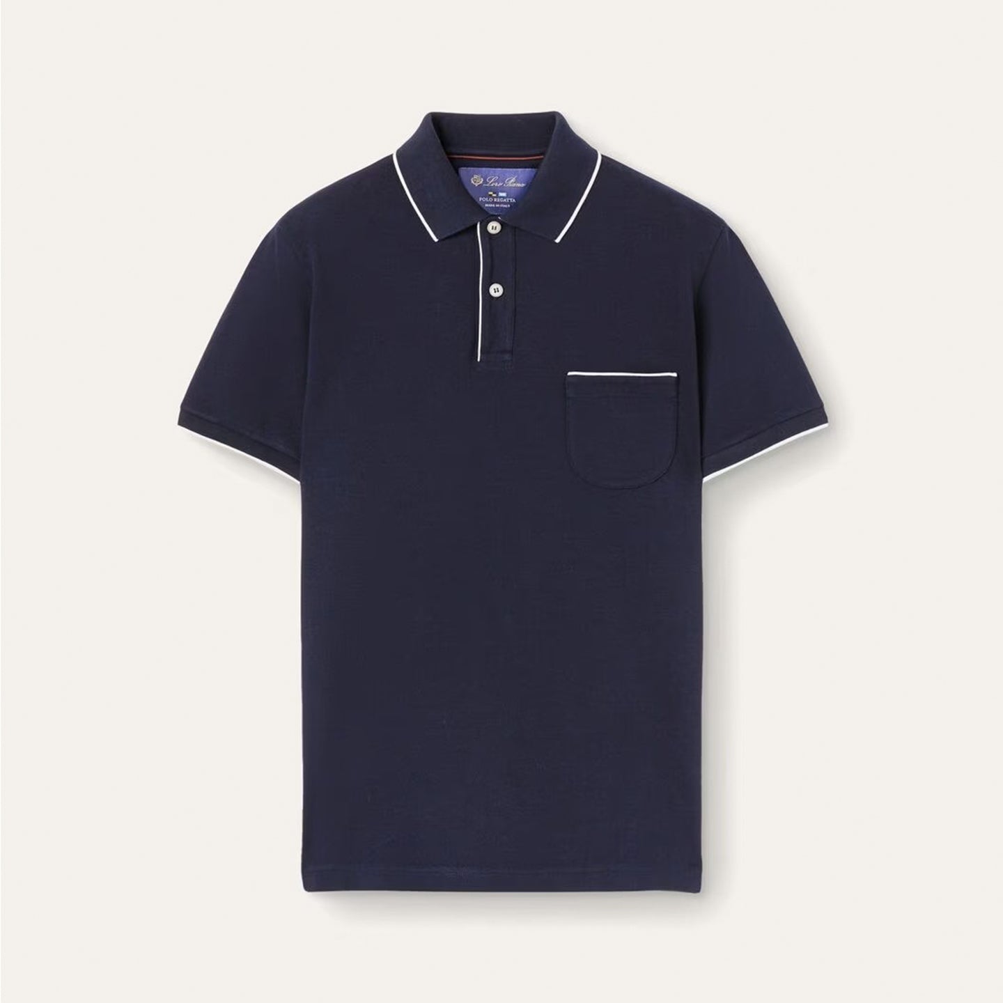 Loro Piana Men's Summer Chest But Pocket Design Solid Color Cotton Short Sleeve Fitted Regatta Polo Shirt Ngvp #8517