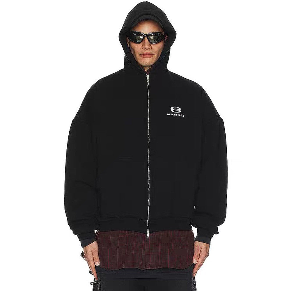 Balenciaga Men's Women's Spring & Autumn Yellow/Black Spliced Logo Printed Cotton Zipper Oversized Hoodie Ngvp #7562