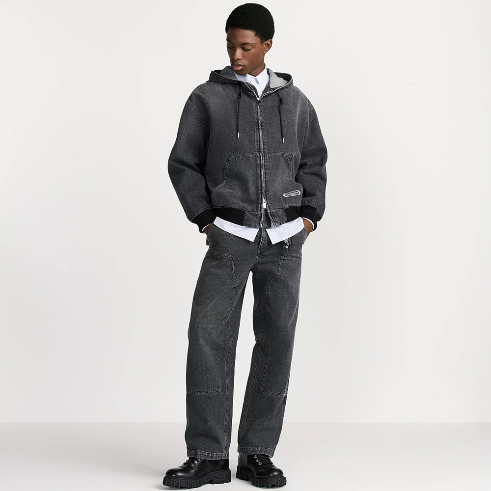 DIOR CD Box Hooded Blouson Jacket Gray Cotton Twill #336938