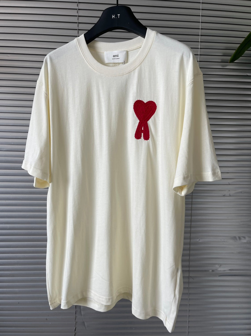 Ami Men's and Women's Solid Color Embroidered Logo Print Round Neck Cotton Short Sleeve T-Shirt #75745