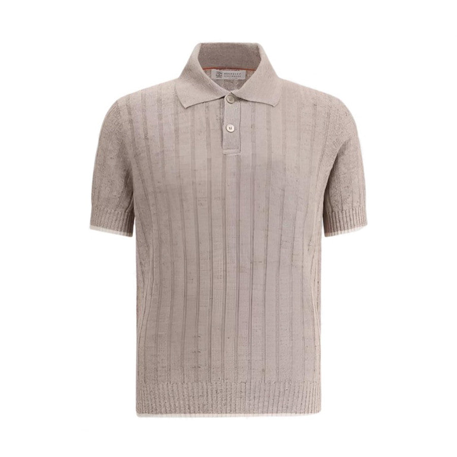 Brunello Cucinelli Men's Spring And Summer Solid Color Lapel Fitted Short Sleeve Polo Shirt Ngvp #1447