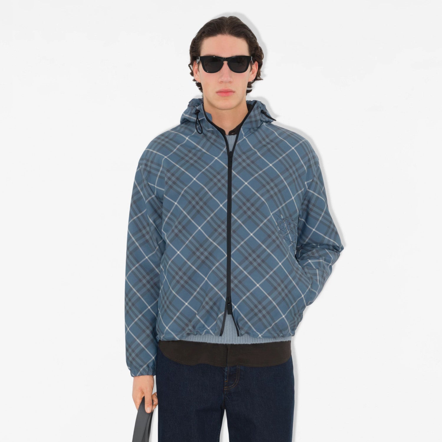 Burberry Men's Spring/Summer Casual Reversible Checkered Long-sleeved Hooded Drawstring Zipper Jacket #78314