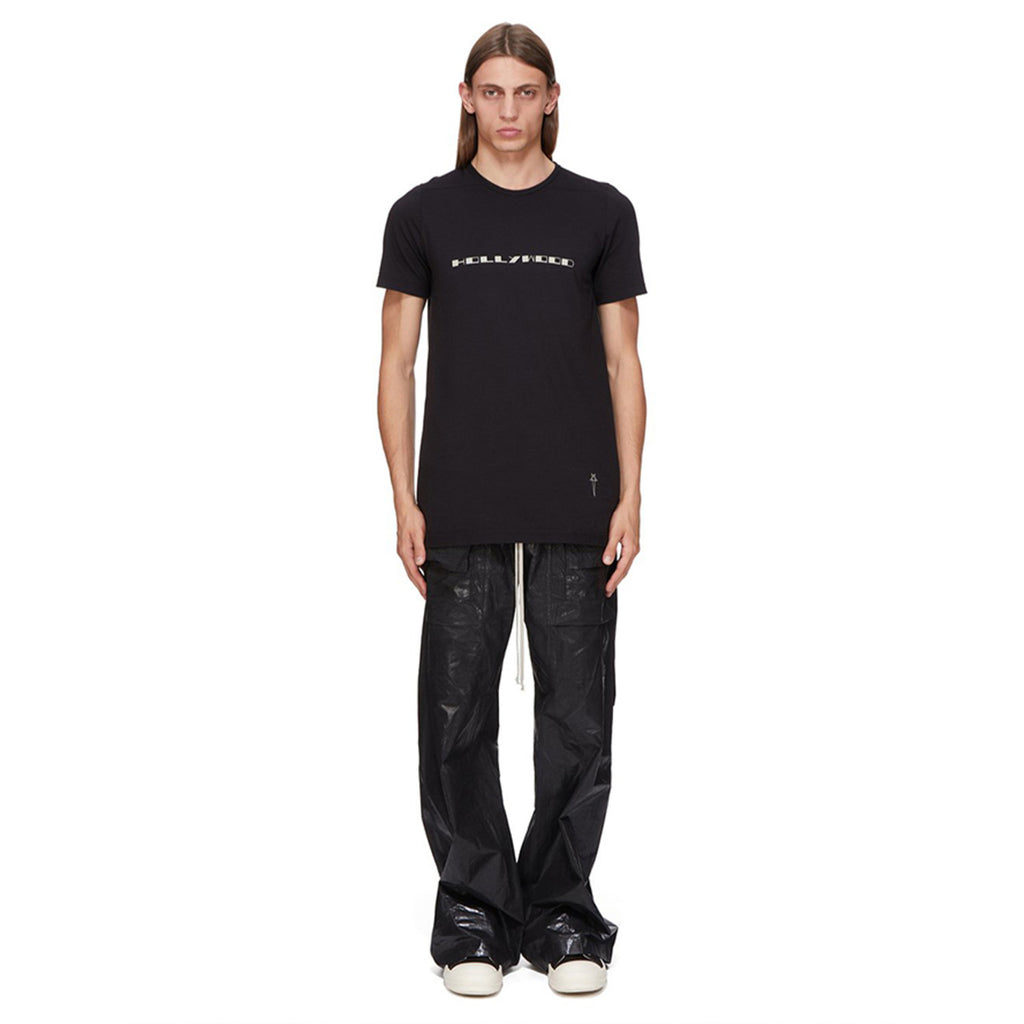 Rick Owens DRKSHDW Men's Spring Summer Waxed Double Loop Wide Leg Trousers Black High Street Shiny Loose Drawstring Straight Leg Trousers Drawstring Pants  Ngvp #1346