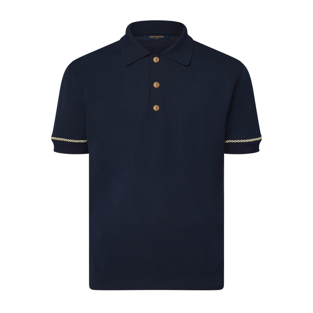 Louis Vuitton Men's Summer Short Sleeve Polo Shirt Navy Stripe Pattern T-Shirt #72891