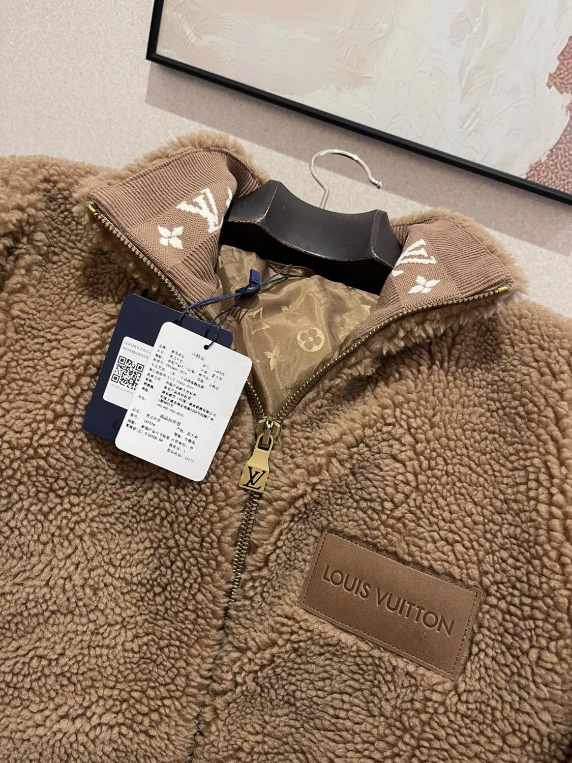 Louis Vuitton Women's and Men's Suede Leather Label Teddy Velvet Suede Belted Jacket With Leather Patches #332529