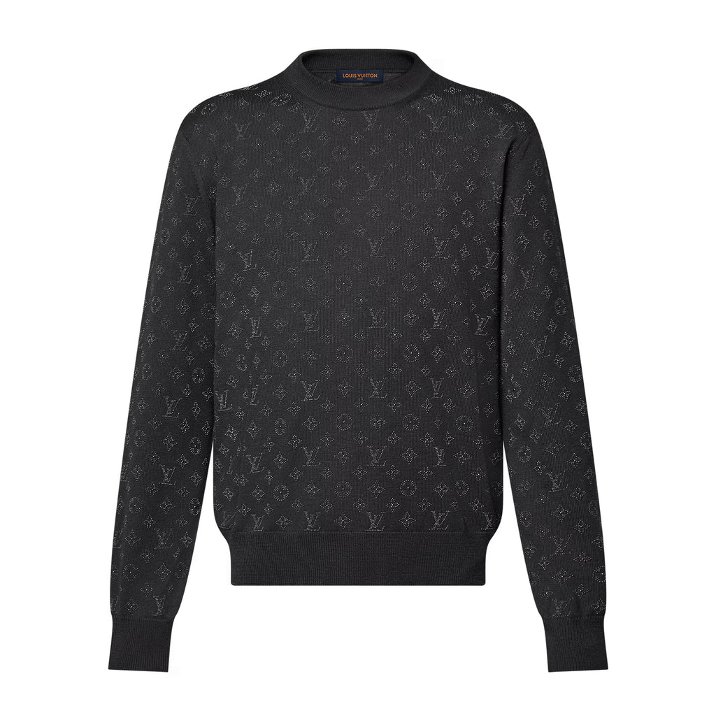 Louis Vuitton Men's Spring and Autumn Rhinestone Letter Logo Printed Round Neck Long Sleeve Sweater #75138