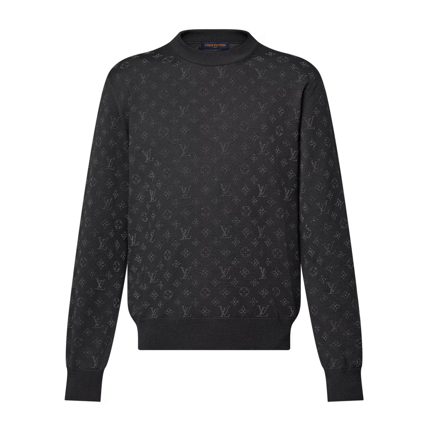 Louis Vuitton Men's Spring and Autumn Rhinestone Letter Logo Printed Round Neck Long Sleeve Sweater #75138