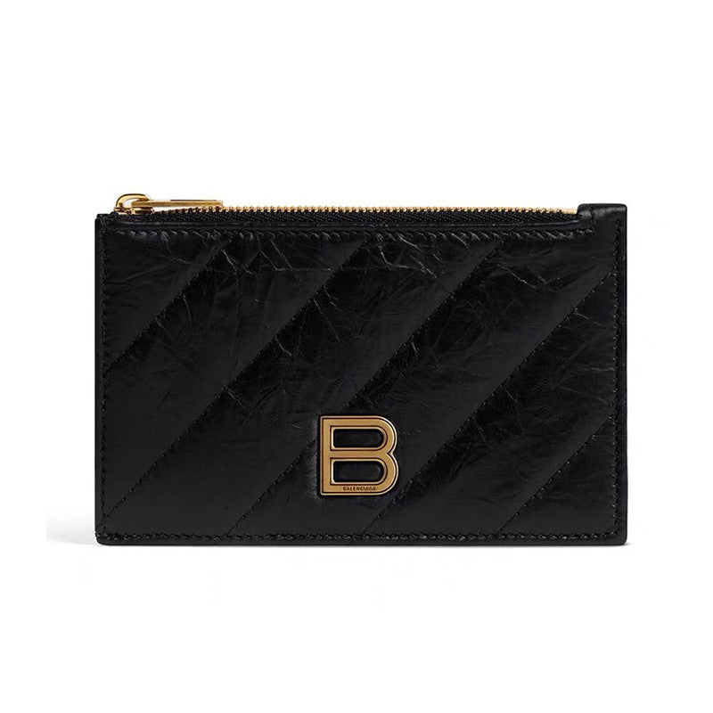Balenciaga Women's Retro Old Card Bag Leather Coin Purse Wallet Solid Color Bags #71935