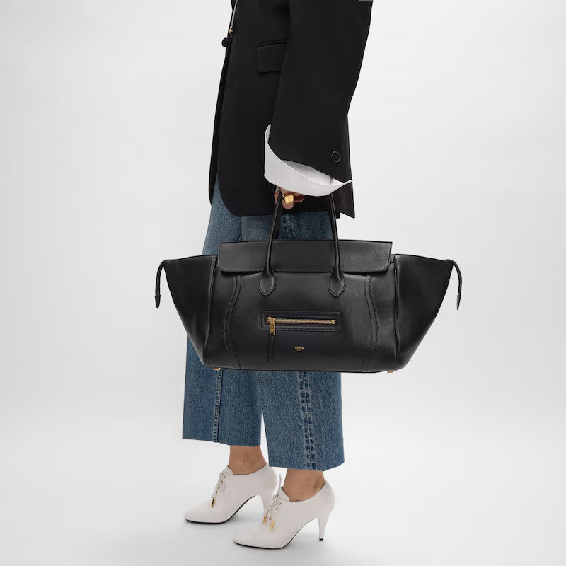 Celine Luggage Handbag Smile Zipper Large Tote Bag Shoulder Bag Crossbody Bag Stylish Elegant Casual Brown Black Tote Bag L100e3gw2.28bk #190751