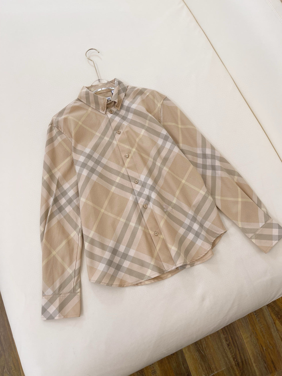 Burberry Men's and Women's Spring/Autumn Check Print Flip Lapel Single Breasted Long Sleeve Shirt #99158
