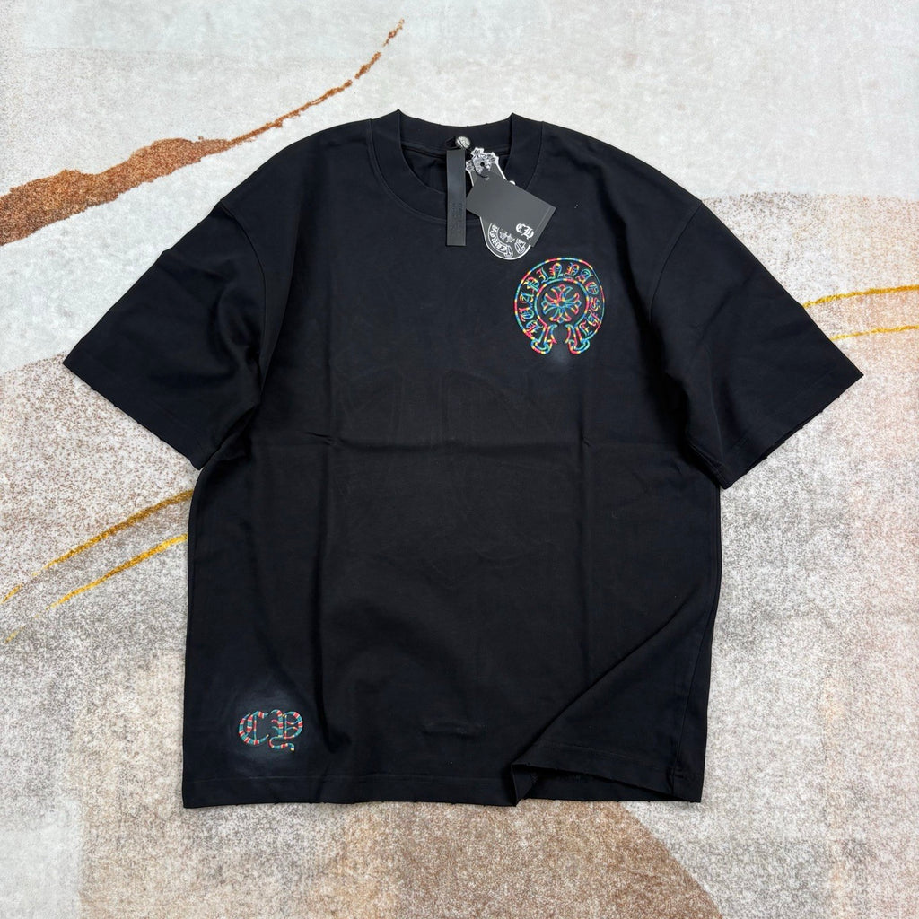 Chrome Hearts Men's And Women's Summer Colorful Embroidered Printed Round Neck Cotton Short-sleeved T-shirt #77396