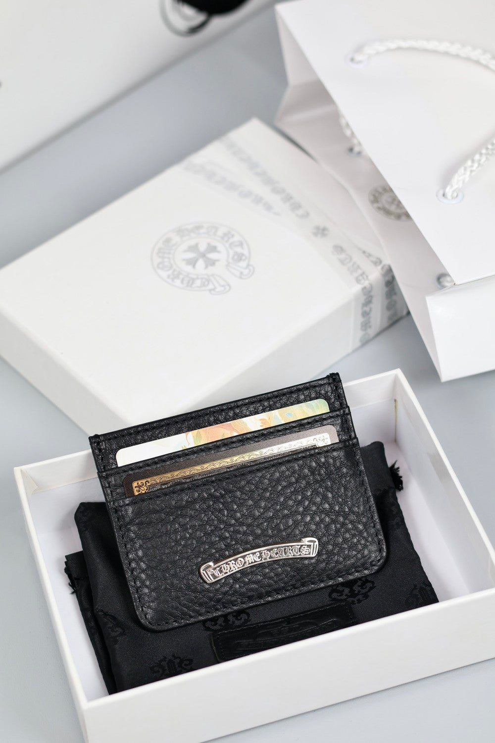 Chrome Hearts Luxury Fashion Trend Italian Cowhide 925 Sterling Silver Accessories Couple Men's And  Women's Models Folding Card Case Card Holder Bags Bag #76516