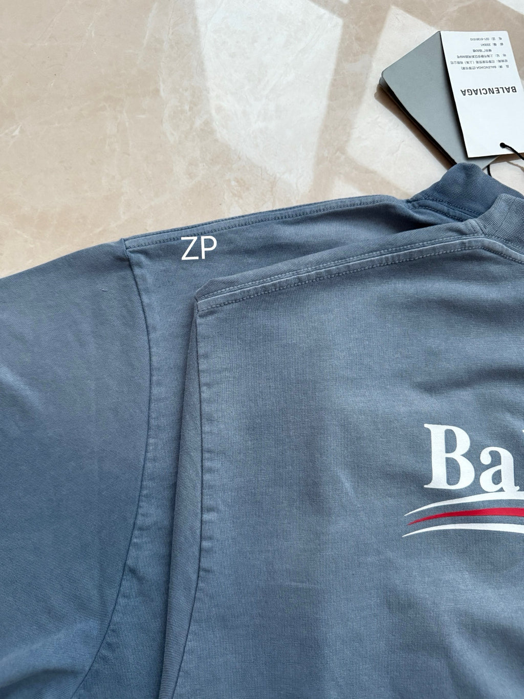 Balenciaga Men's Summer Half Turtleneck Cotton Washed Gradient Logo Print Short Sleeve Political Campaign T-Shirt #71898