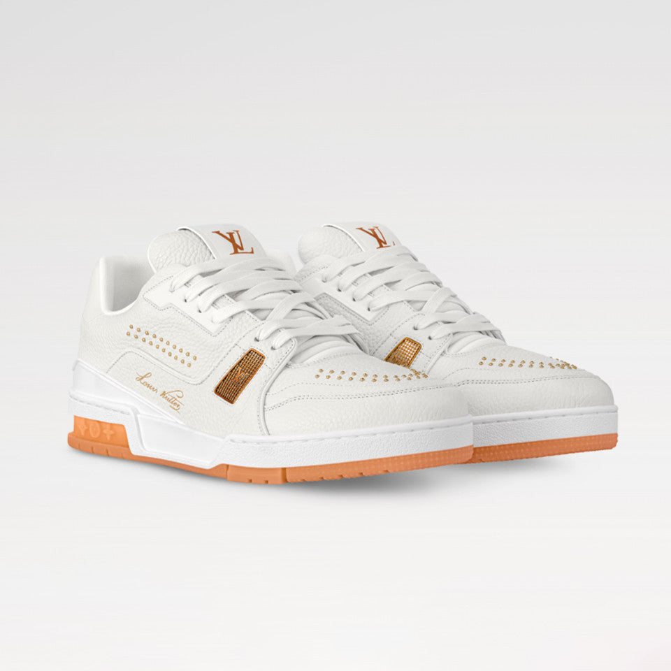 Louis Vuitton Men's & Women's LV Trainer Sneakers All-Season Low-Top Solid-Color Round-Toe Lace-Up Leather Casual Shoes #81532