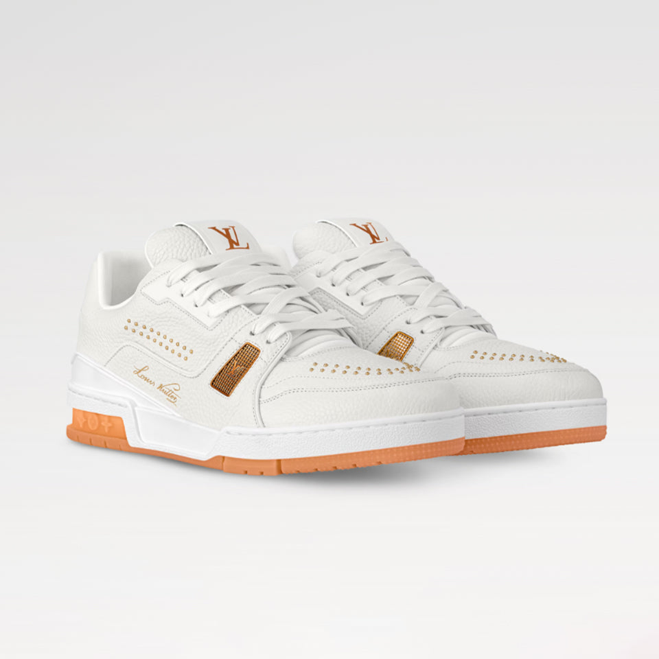 Louis Vuitton Men's & Women's LV Trainer Sneakers All-Season Low-Top Solid-Color Round-Toe Lace-Up Leather Casual Shoes #81532