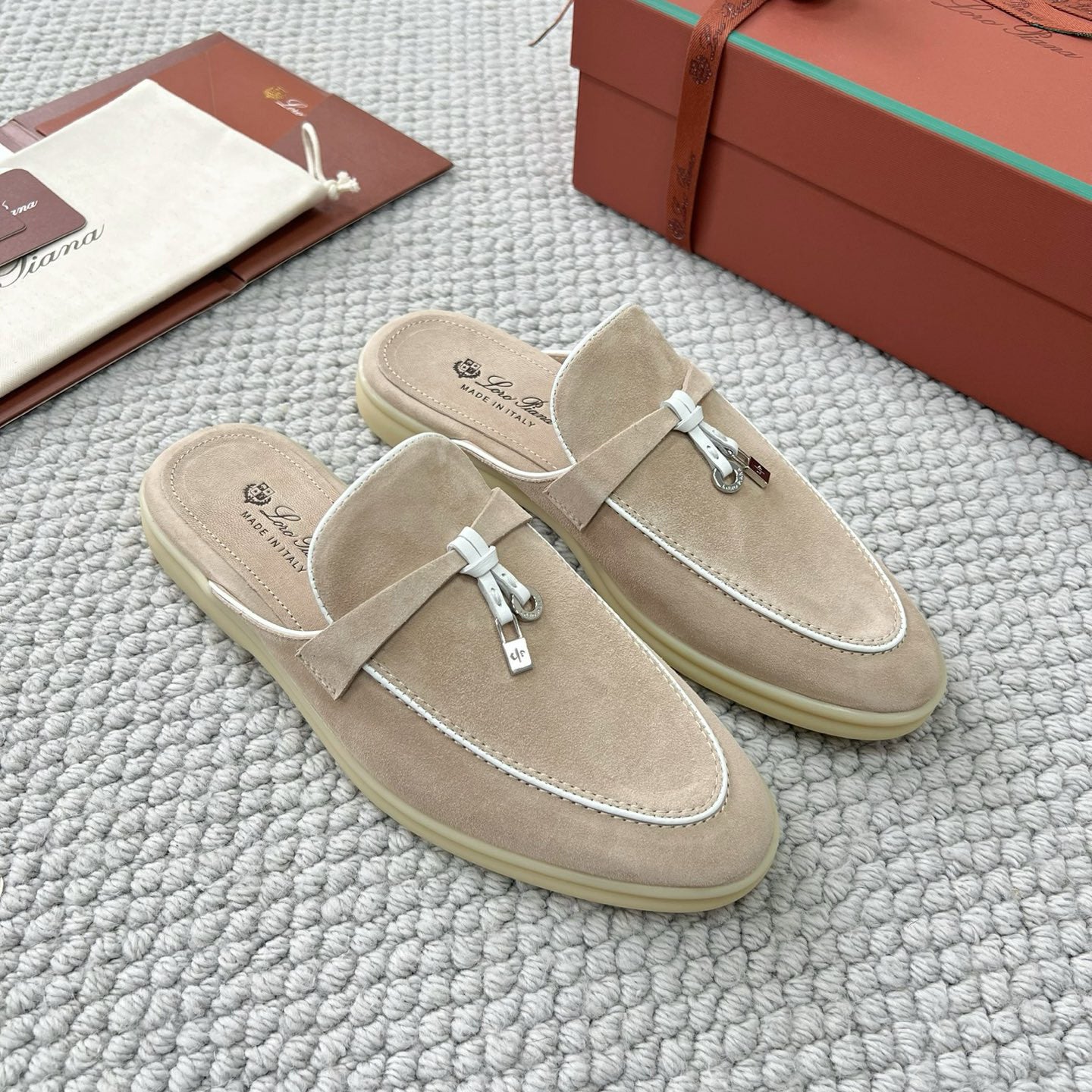 Loro Piana Women's Summer Solid Color Suede Simple Comfortable Rubber Bottom Baotou Slippers Shoes #76545
