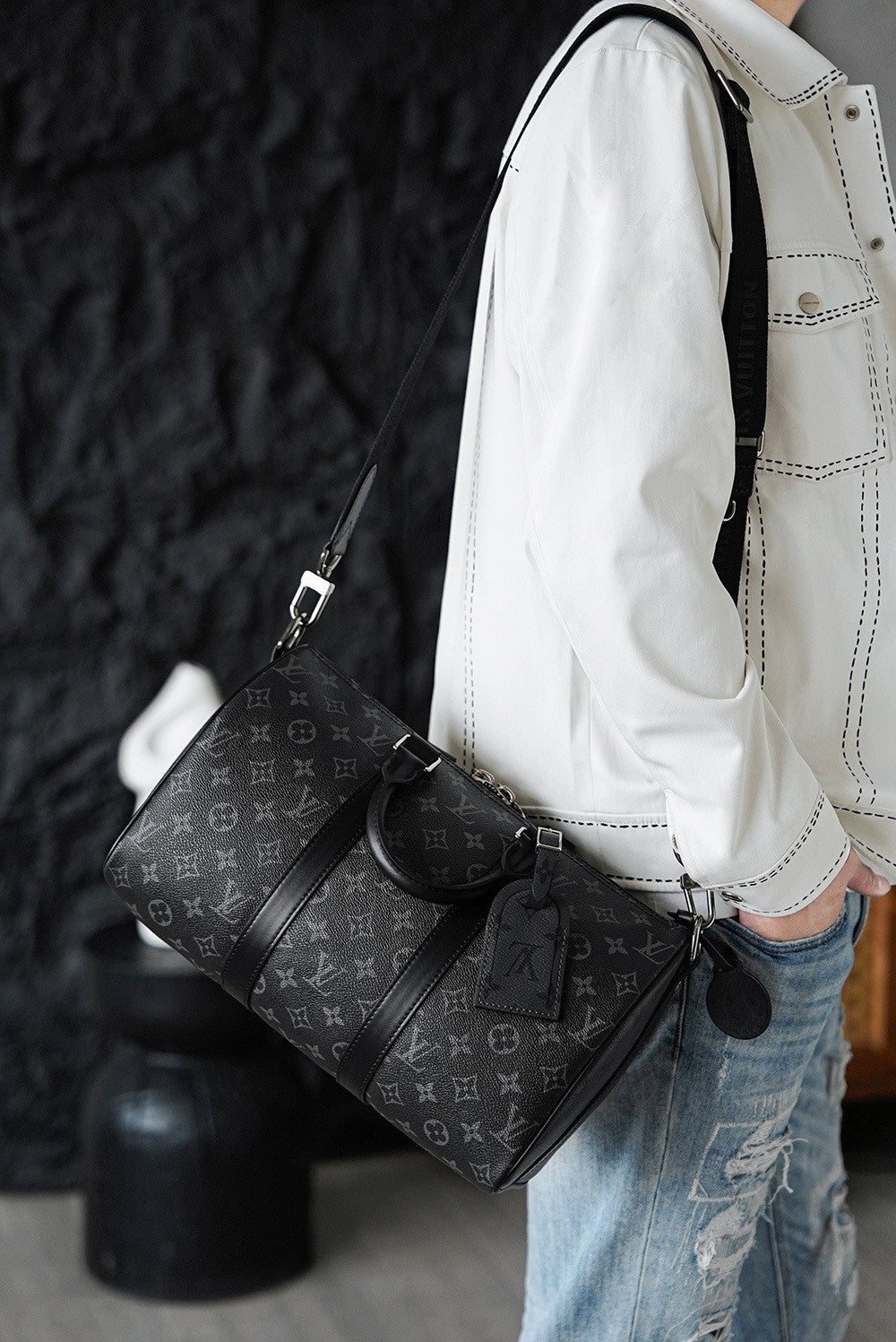 Louis Vuitton Keepall Bandoulière 35 Monogram Eclips M46655 #333846