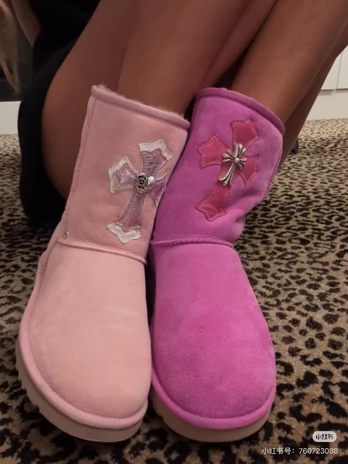 Chrome Hearts Winter New Winter Snow Boots For Men And Women Mid-tube Boots Cross-cotton Shoes Fashionable And Trendy Casual Warm Pink Boots  #195122