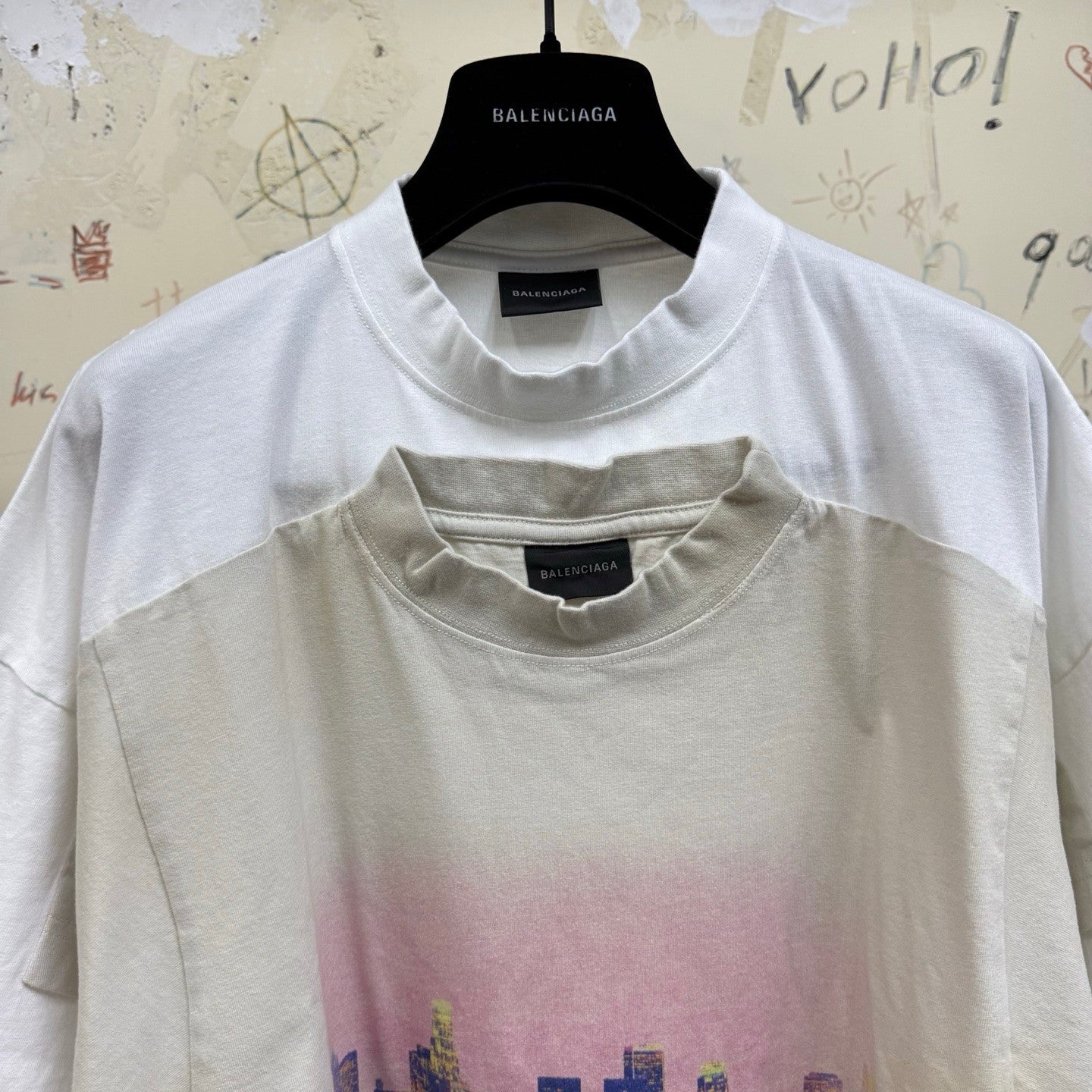 Balenciaga Men Women Summer Retro Fake Two Piece Printed Round Neck Loose Short Sleeve T-Shirt Ngvp #1857