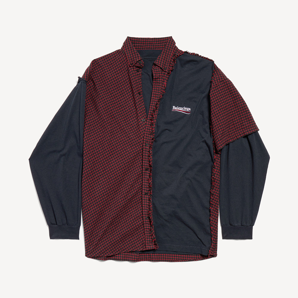 Balenciaga Men's Patched Shirt in Red black #335726