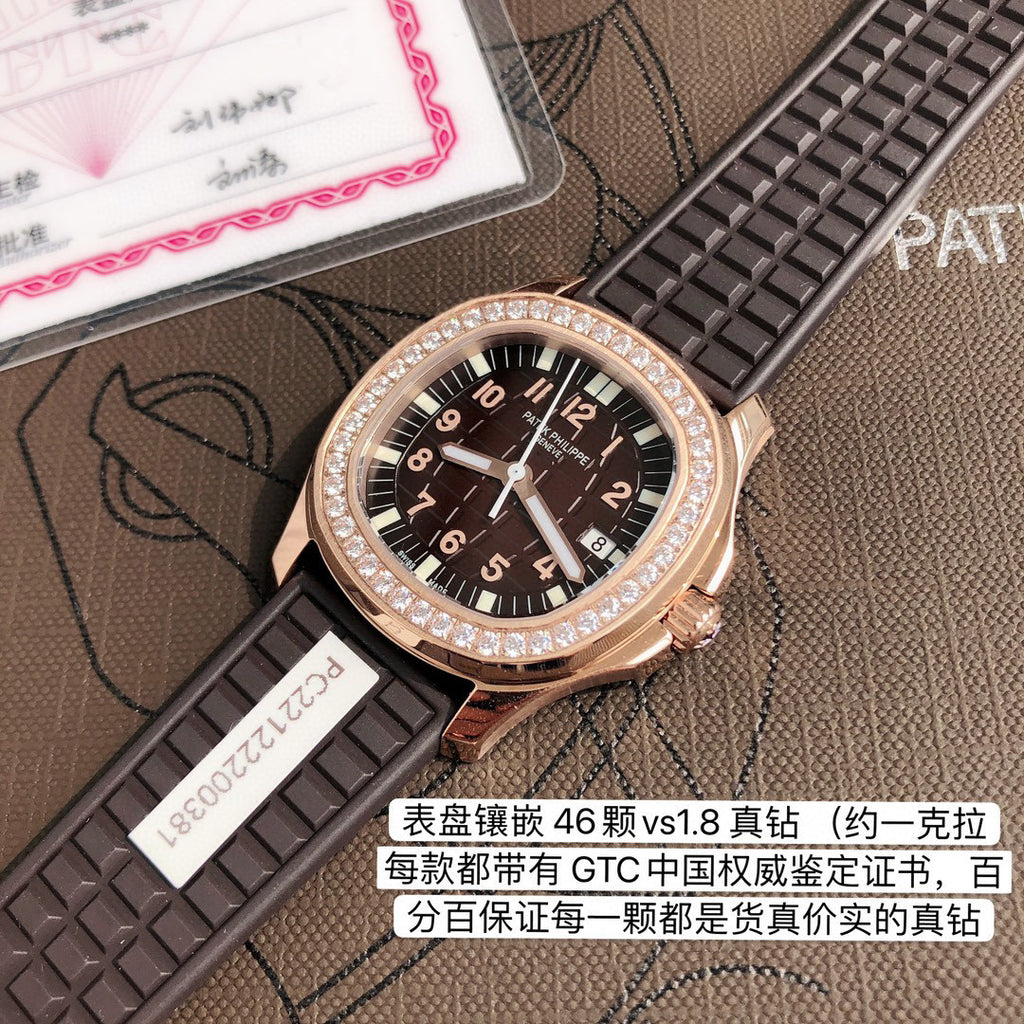 Patek Philippe Mechanical Watches With Diamonds On Silicone Straps Watch #96352