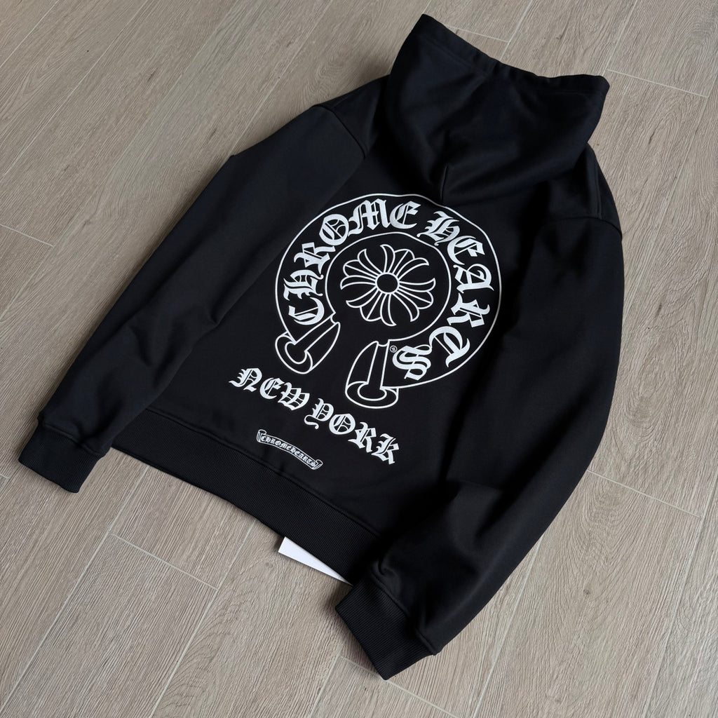 Chrome Hearts 925 Sterling Silver Hardware Classic Horseshoe City Limited Zipper Sweatshirt #333192