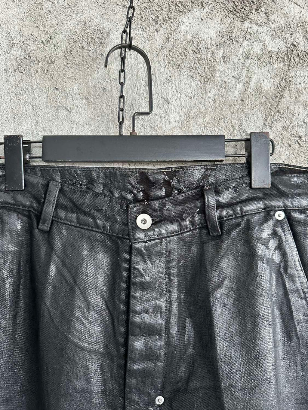 Rick Owens Waxed Colorblock Wide-leg Pants #334947