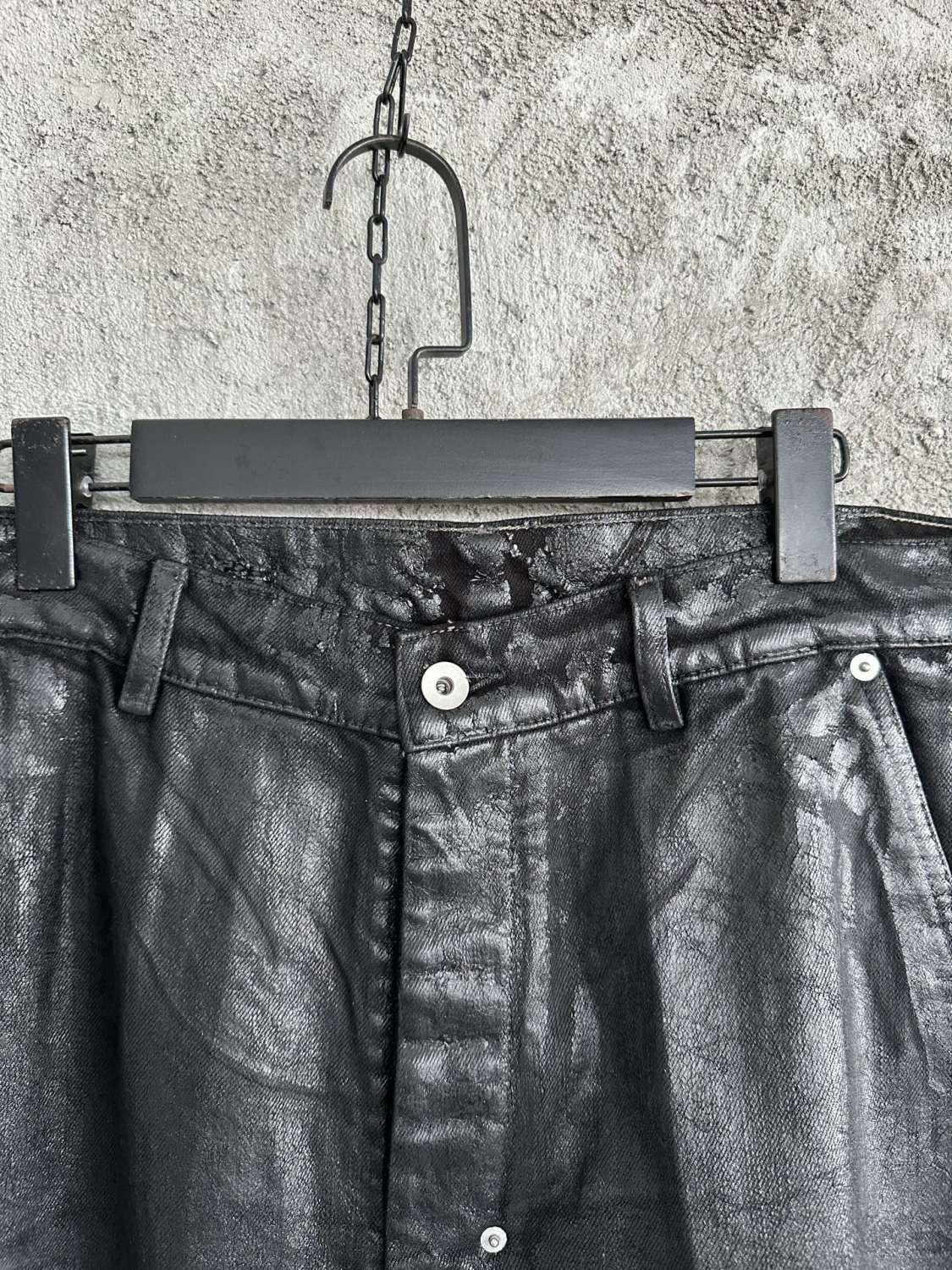 Rick Owens Waxed Colorblock Wide-leg Pants #334947