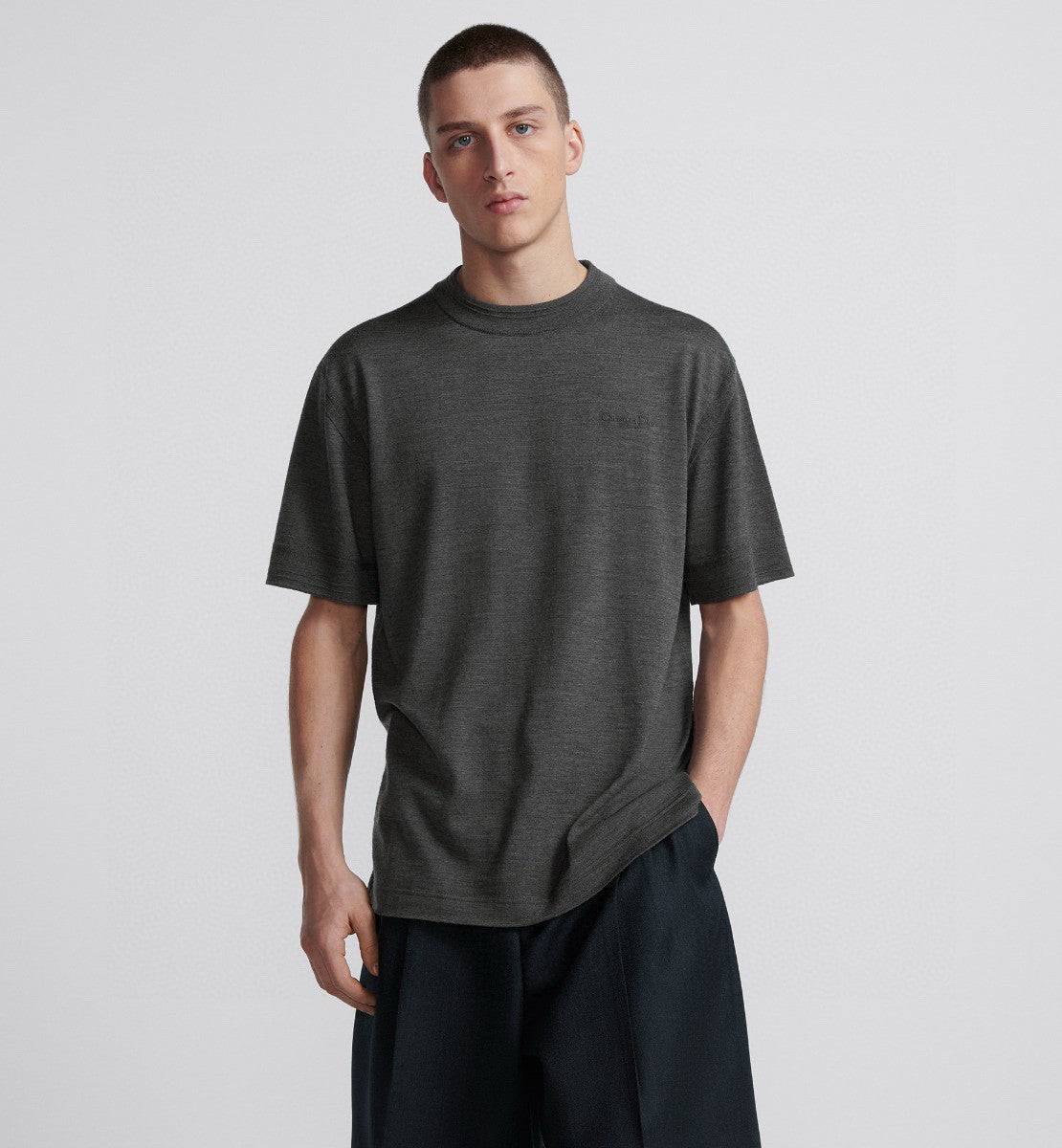Dior Men's Summer Logo Embroidery Loose Solid Color Round Neck Cotton Short Sleeve T-Shirt #74925
