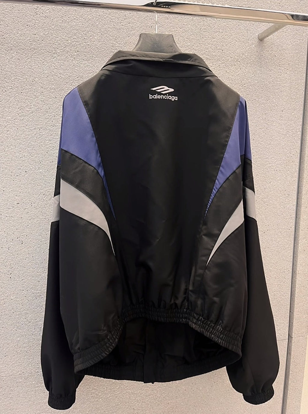 3B Sports Icon Off Shoulder Balenciaga Men's and Women's Autumn and Winter Letter Logo Print Splicing Zip Loose Fit Long Sleeve Jacket #72595