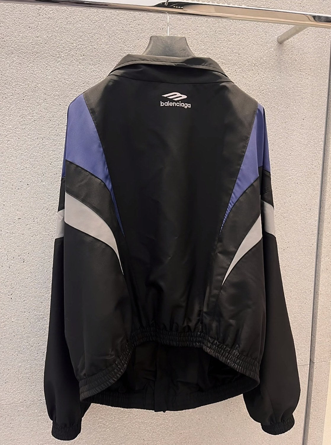3B Sports Icon Off Shoulder Balenciaga Men's and Women's Autumn and Winter Letter Logo Print Splicing Zip Loose Fit Long Sleeve Jacket #72595